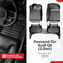 5D Premium Auto Fussmatten TPE Set passend für Audi Q5 (2.Gen) Baujahr ab 2017 thumbnail