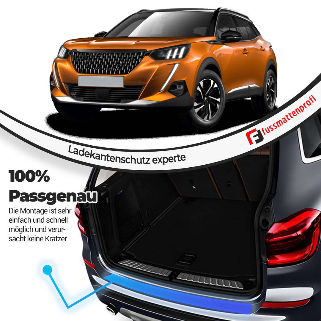 Gepäckschwelle Innenschutz aus Edelstahl Chrom Passend für Peugeot 2008 (2.Gen) Baujahr ab 2018 1