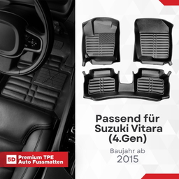 5D Premium Auto Fussmatten TPE Set passend für Suzuki Vitara (4.Gen) Baujahr ab 2015 thumbnail