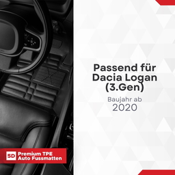 5D Premium Auto Fussmatten TPE Set passend für Dacia Logan (3.Gen) Baujahr ab 2020 thumbnail