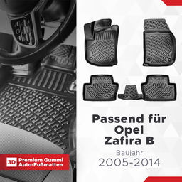 3D Auto Fussmatten Set passend für Opel Zafira B Baujahr 2005-2014 thumbnail