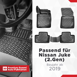 3D Auto Fussmatten Set passend für Nissan Juke (2.Gen) Baujahr ab 2019 thumbnail