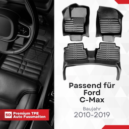 5D Premium Auto Fussmatten TPE Set passend für Ford C-Max Baujahr 2010-2019 thumbnail