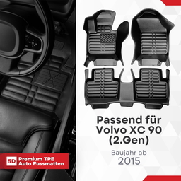 5D Premium Auto Fussmatten TPE Set passend für Volvo XC 90 (2.Gen) Baujahr ab 2015 thumbnail