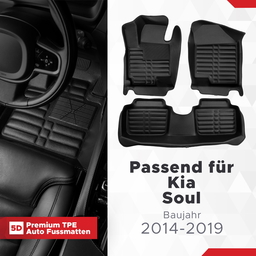 5D Premium Auto Fussmatten TPE Set passend für Kia Soul Baujahr 2014-2019 thumbnail