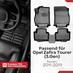 5D Premium Auto Fussmatten TPE Set passend für Opel Zafira Tourer (3.Gen) Baujahr 2011-2019 thumbnail