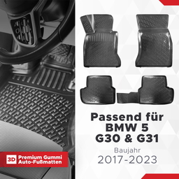 3D Auto Fußmatten Set für BMW 5 G30 & G31 Baujahr 2017-2023 thumbnail