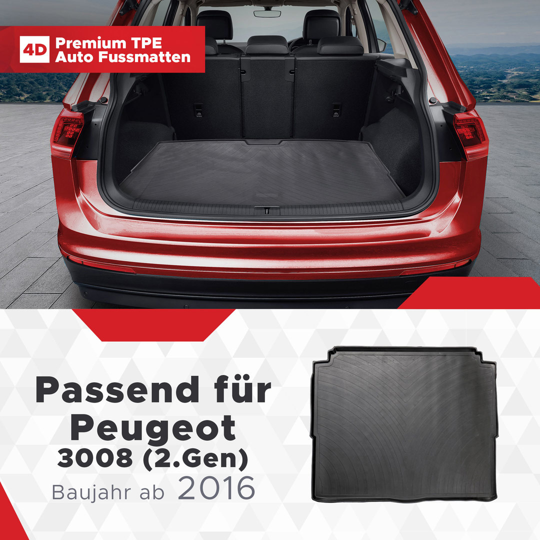3D Kofferraum Matte passend für Peugeot 3008 (2.Gen) ab 2016 1