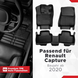 5D Premium Auto Fussmatten TPE Set passend für Renault Captur Baujahr ab 2020 thumbnail