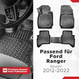 3D Auto Fussmatten Set passend für Ford Ranger Baujahr 2012-2022 thumbnail