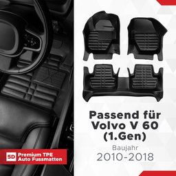 5D Premium Auto Fussmatten TPE Set passend für Volvo V 60 (1.Gen) Baujahr 2010-2018 thumbnail