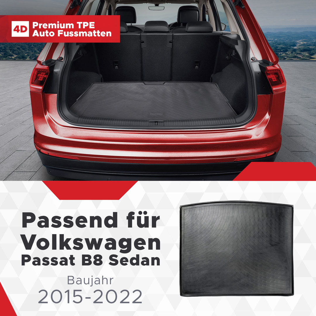 3D Kofferraum Matte passend für Volkswagen Passat B8 Sedan Baujahr 2015-2022 1