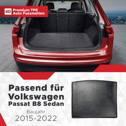 3D Kofferraum Matte passend für Volkswagen Passat B8 Sedan Baujahr 2015-2022 thumbnail