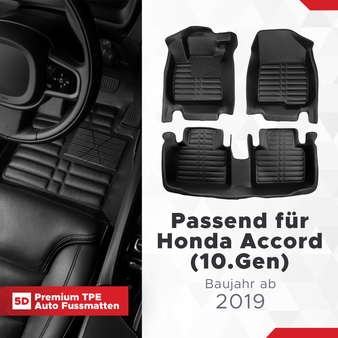 5D Premium Auto Fussmatten TPE Set passend für Honda Accord (10.Gen) Baujahr ab 2019 1