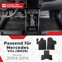 3D Premium Gummi Auto Fussmatten Set Passend für Mercedes Benz Vito (W639) Baujahr 2004-2014 thumbnail