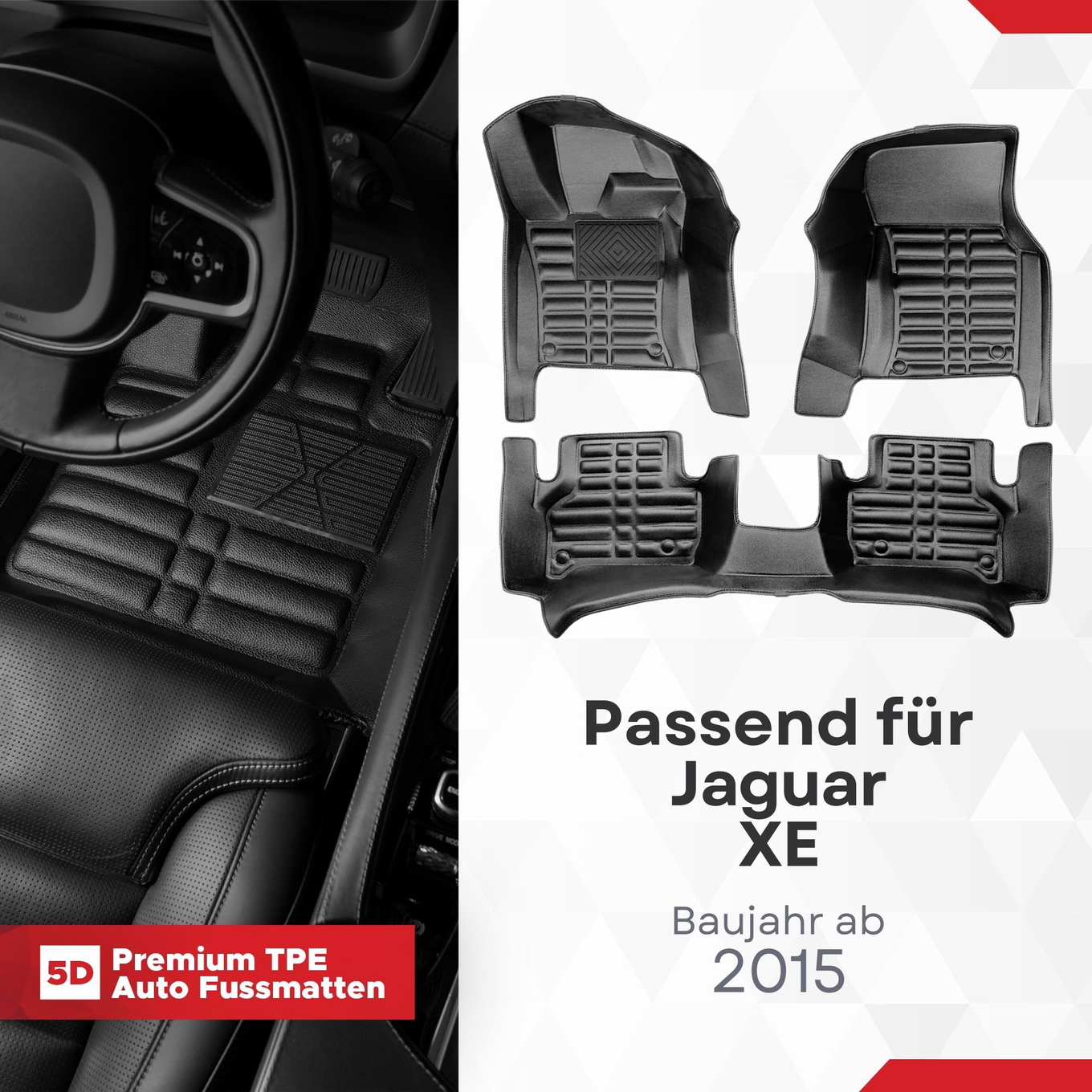 5D Premium Auto Fussmatten TPE Set passend für Jaguar XE Baujahr ab 2015