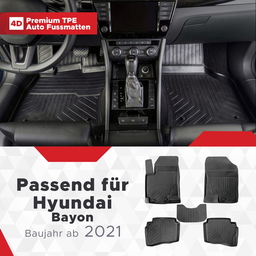 3D Premium Gummi Auto Fussmatten Set Passend für Hyundai Bayon Baujahr ab 2021 thumbnail