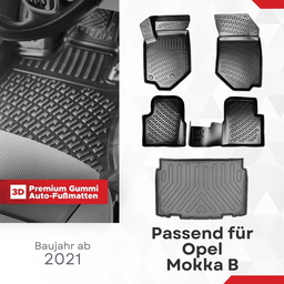 3D Auto Gummimatten & Kofferraumwanne Set für Opel Mokka B Baujahr ab 2021 thumbnail