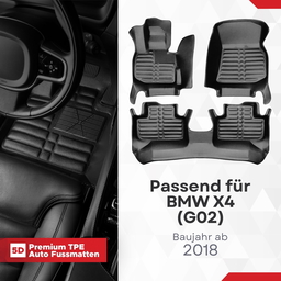 5D Premium Auto Fussmatten TPE Set passend für BMW X4 (G02) Baujahr ab 2018 thumbnail