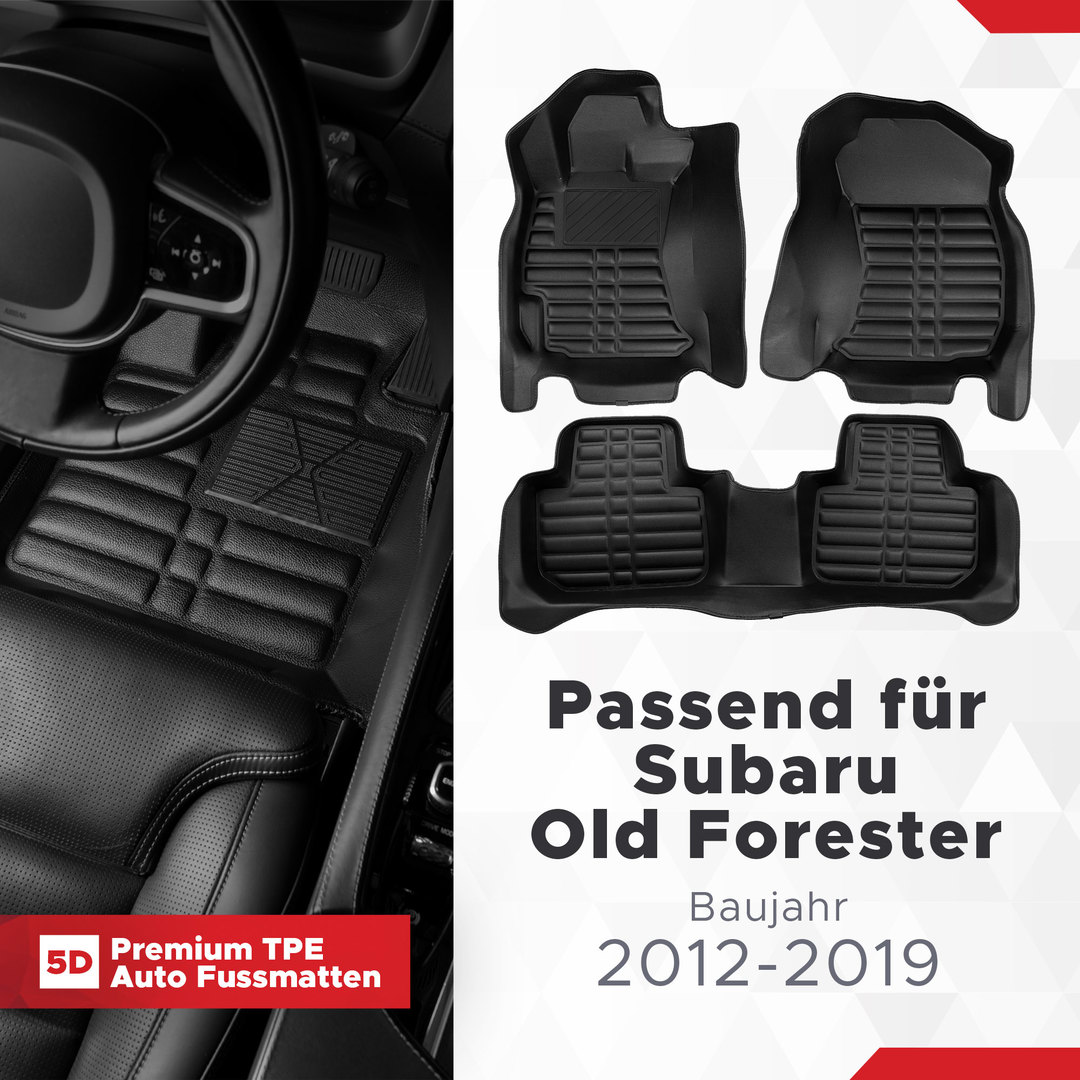 5D Premium Auto Fussmatten TPE Set passend für Subaru Old Forester (4.Gen) Baujahr 2012-2019 1