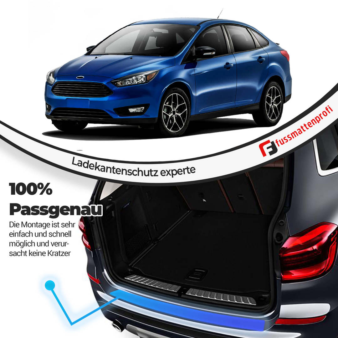 Chrom Ladekantenschutz Gebürstet aus Edelstahl mit Abkantung Kompatibel für Ford Kuga (1.Gen) Baujahr 2008-2012 1