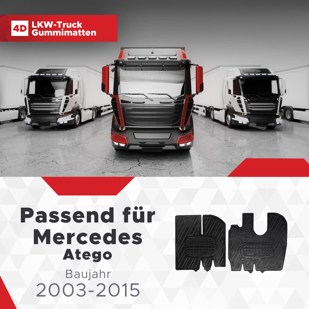 LKW Gummi Fussmatten 3D Passend für Mercedes Atego Baujahr 2003-2015 1