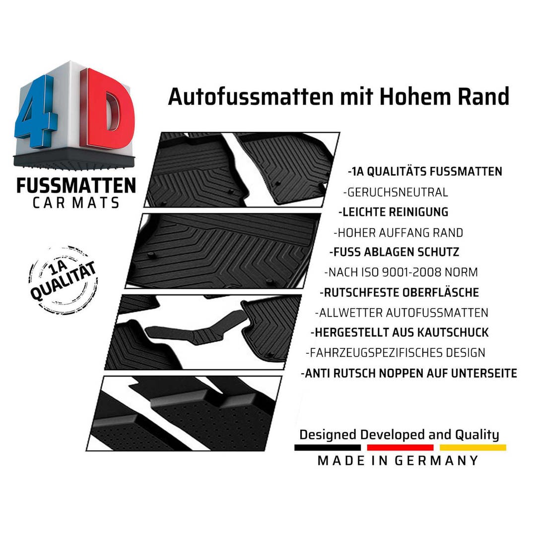 3D Premium Gummi Auto Fussmatten Set Passend für Nissan Navara Baujahr ab 2020 4