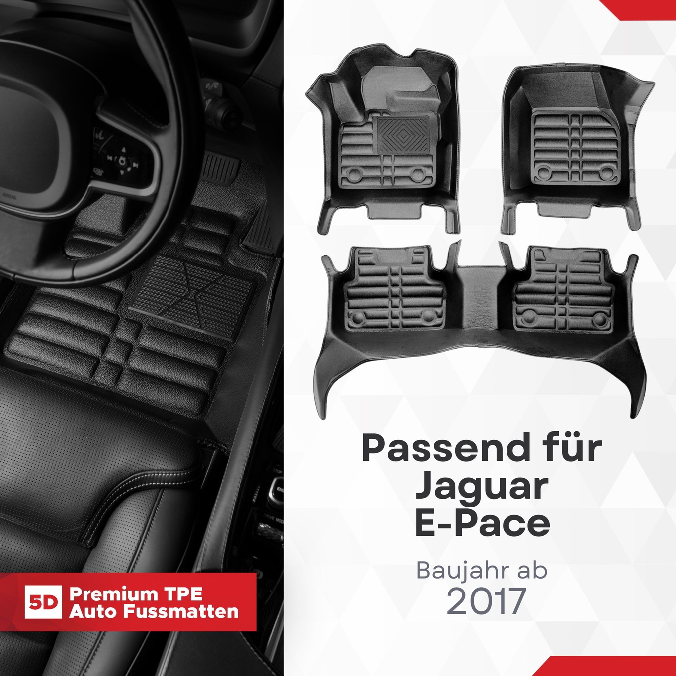 5D Premium Auto Fussmatten TPE Set passend für Jaguar E-Pace Baujahr ab 2017 1