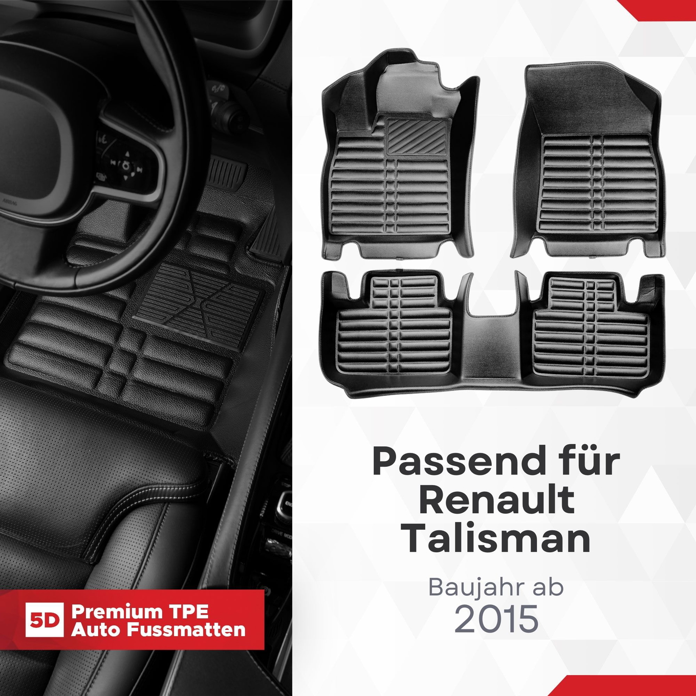 5D Premium Auto Fussmatten TPE Set passend für Renault Talisman Baujahr ab 2015 1