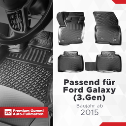 3D Auto Fussmatten Set passend für Ford Galaxy (3.Gen) Baujahr ab 2015 thumbnail
