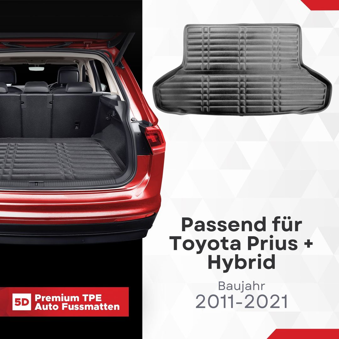 5D Premium Kofferraummatte passend für Toyota Prius + HYBRID Baujahr 2011-2021