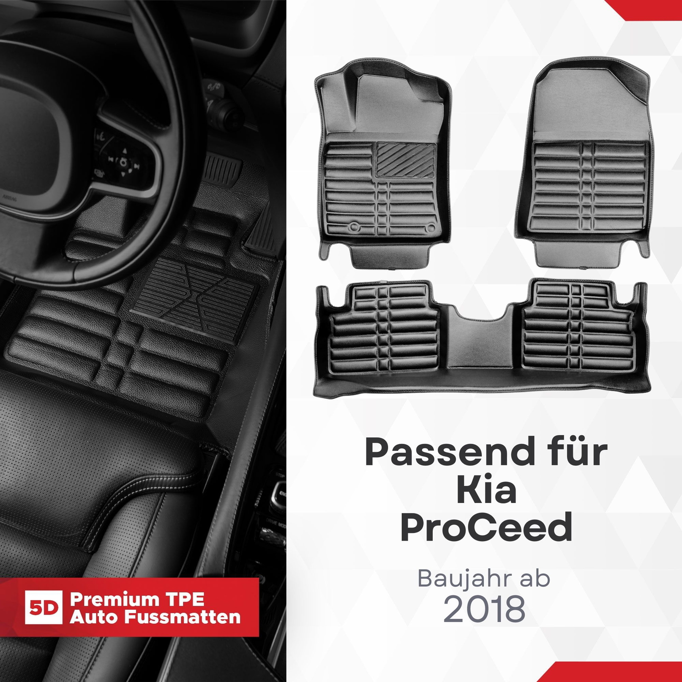 5D Premium Auto Fussmatten TPE Set passend für Kia ProCeed Baujahr ab 2018 1