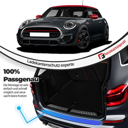 Ladekantenschutz mit 3D Profil Abkantung Fahrzeugspezifisch Passend für Mini Countryman Baujahr 2010-2016 aus Edelstahl Chrom thumbnail