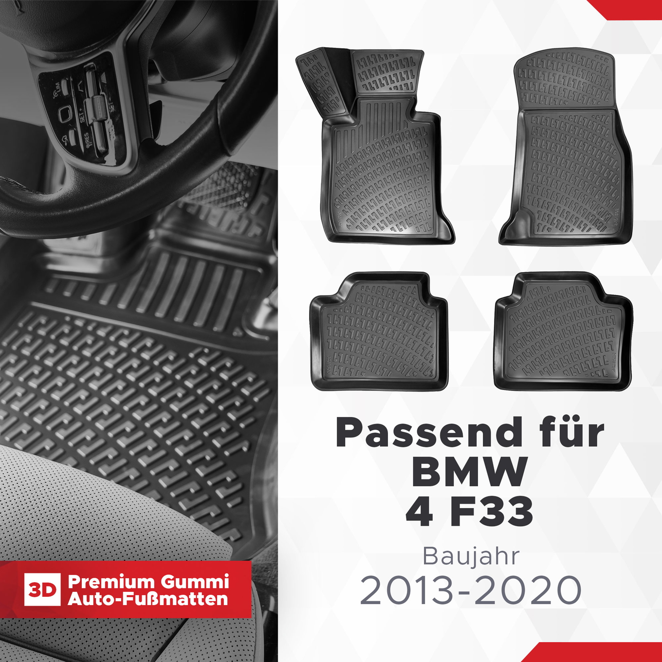 3D Auto Fußmatten Set für BMW 4 F33 Baujahr 2013-2020 1