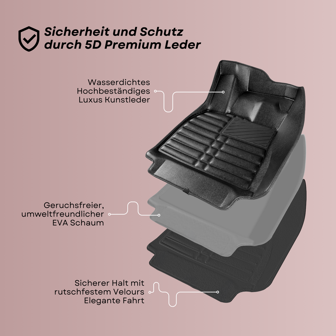 5D Premium Auto Fussmatten TPE Set passend für VW ID6 Baujahr ab 2021 5