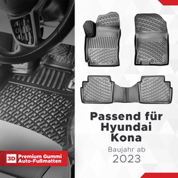 3D Auto Fussmatten Set passend für Hyundai Kona Baujahr ab 2023 ( passt nicht für Elektro und Hybridmodell ) thumbnail