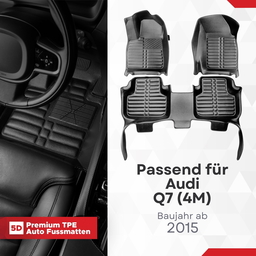 5D Premium Auto Fussmatten TPE Set passend für Audi Q7 (4M) Baujahr ab 2015 thumbnail