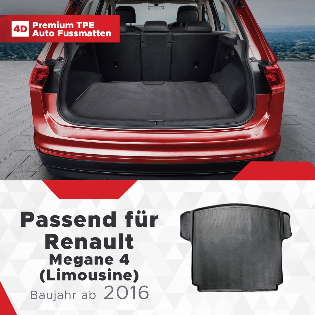 3D Kofferraum Matte passend für Renault Megane 4 (Limousine) ab 2016