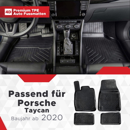 3D Premium Gummi Auto Fußmatten Set Passend für Porsche Taycan Baujahr ab 2020 thumbnail