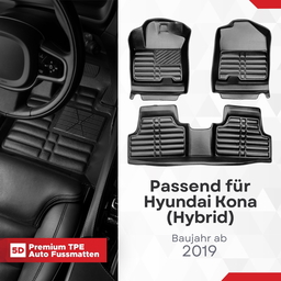 5D Premium Auto Fussmatten TPE Set passend für Hyundai Kona (Hybrid) Baujahr ab 2019 thumbnail