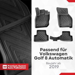 3D Fußmatten passend für Volkswagen Golf 8 Automatik ab 2019 thumbnail