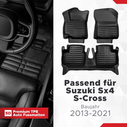 5D Premium Auto Fussmatten TPE Set passend für Suzuki Sx4 S-Cross Baujahr 2013-2021 thumbnail