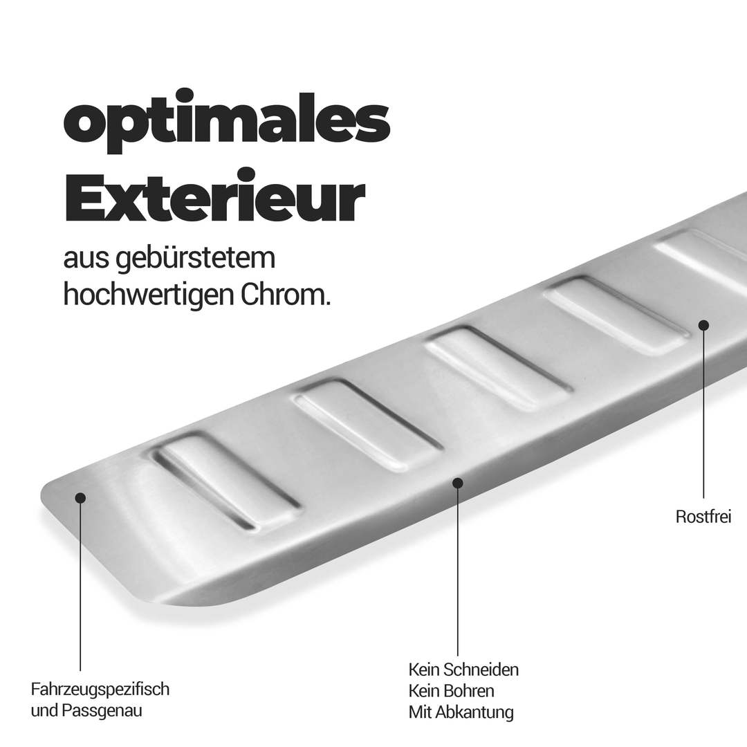 Ladekantenschutz mit 3D Profil Abkantung Fahrzeugspezifisch Passend für Opel Mokka X Baujahr 2012-2019 aus Edelstahl Chrom 5