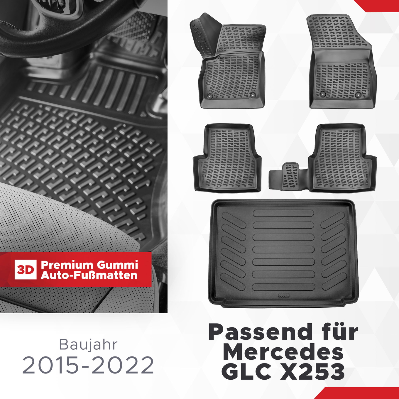 3D Auto Gummimatten & Kofferraumwanne Set für Opel Astra K Baujahr 2015-2020 1