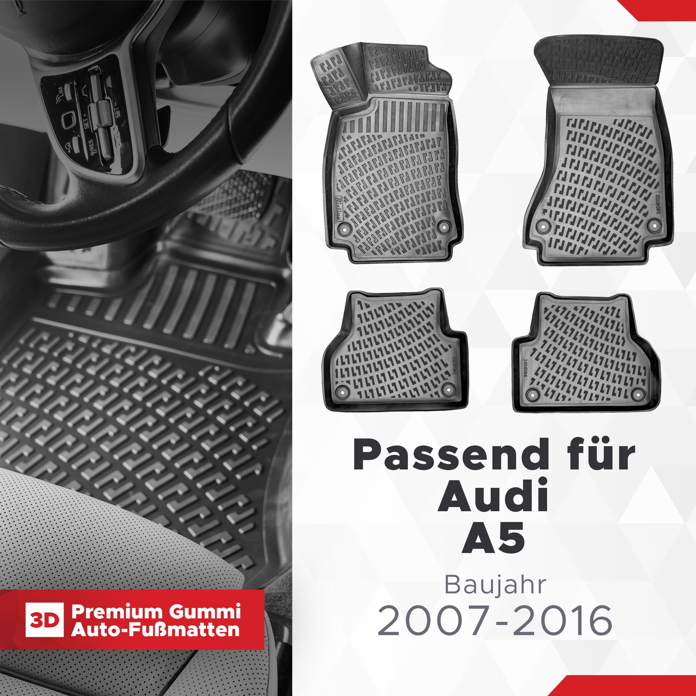 3D Auto Fußmatten Set für Audi A5 Baujahr 2007-2016 1