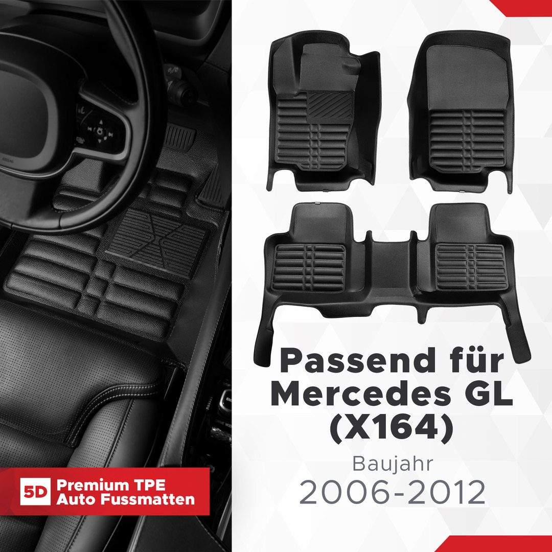 5D Premium Auto Fussmatten TPE Set passend für Mercedes GL (X164) Baujahr 2006-2012 1