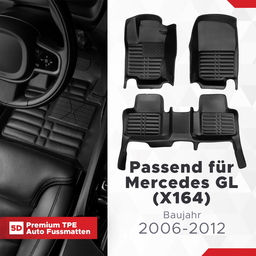 5D Premium Auto Fussmatten TPE Set passend für Mercedes GL (X164) Baujahr 2006-2012 thumbnail