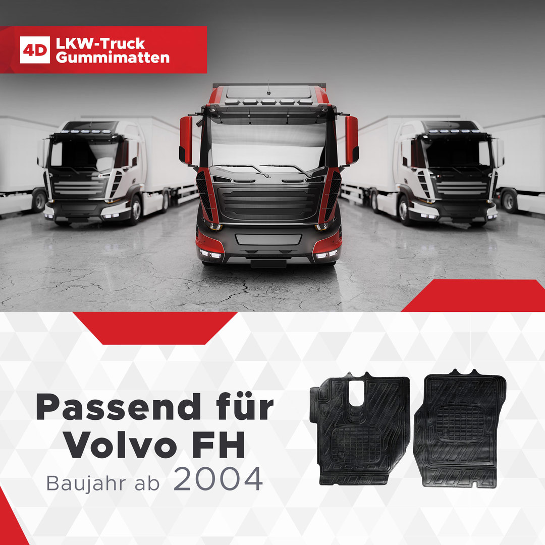 LKW Gummi Fussmatten 3D Passend für Volvo FH Serie Baujahr ab 2004 1