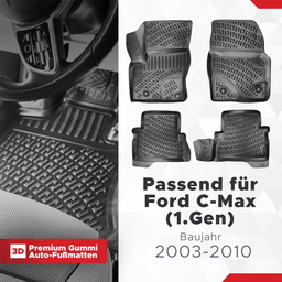 3D Auto Fussmatten Set passend für Ford C-Max (1.Gen) Baujahr 2003-2010 thumbnail