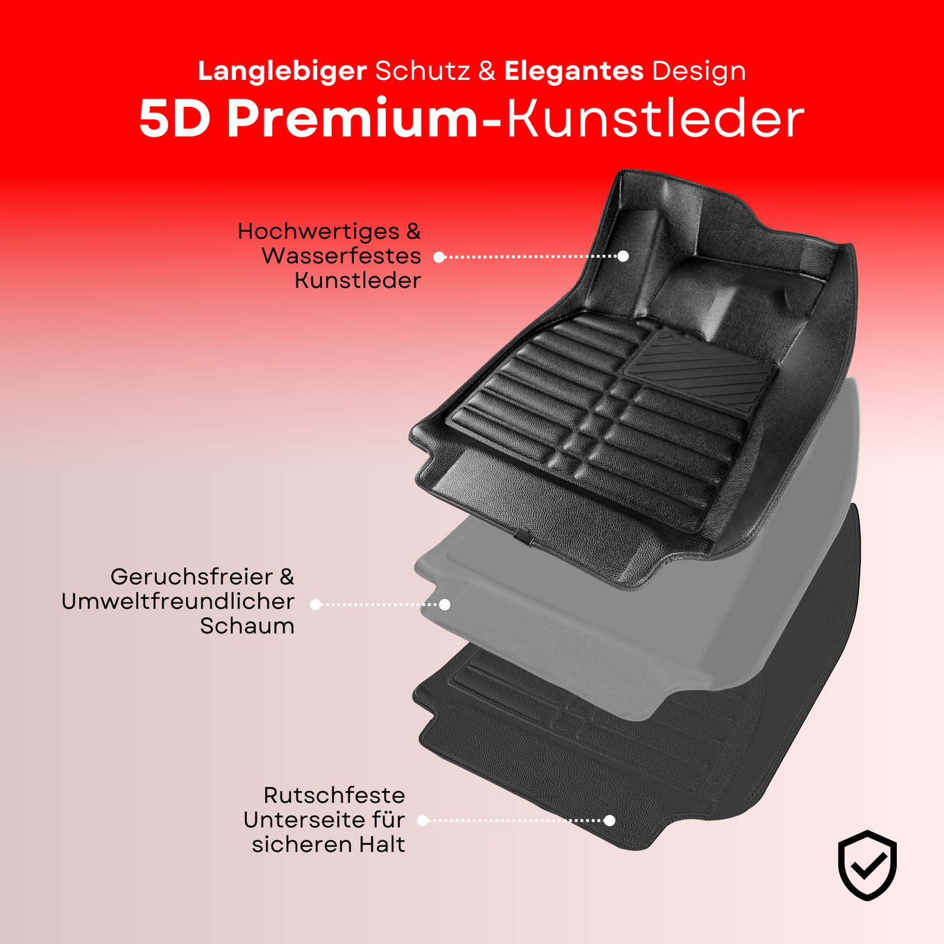 5D Premium Auto Fussmatten TPE Set passend für Fiat 500 X Baujahr 2014-2023 8
